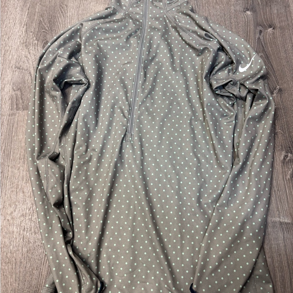 Nike Pro Gray and Mint Polka Dot Top